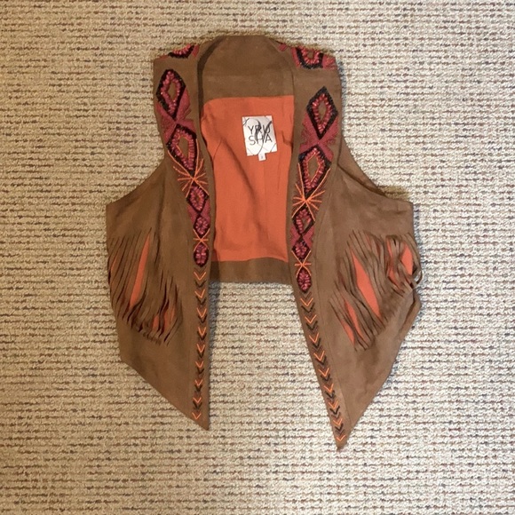 YRUSHA Jackets & Blazers - YruSha suede beaded vest